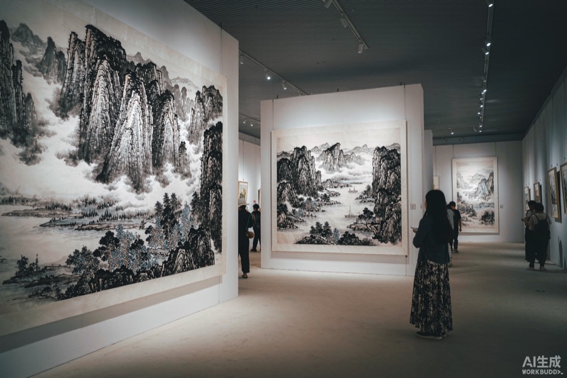 青海美术馆展厅与昆仑主题画作意象