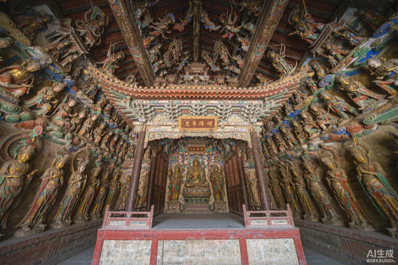 隰县小西天明代悬塑 满堂彩塑与古建梁架意象