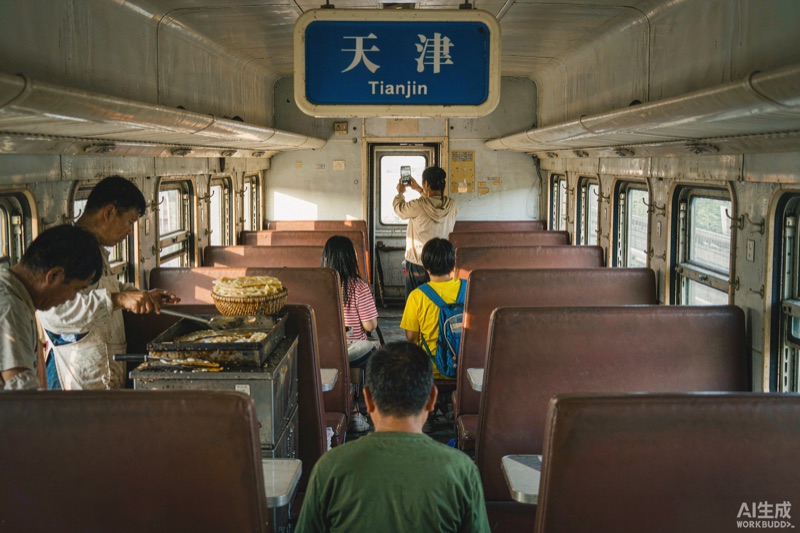 津旅时光号餐车内的天津特色早餐